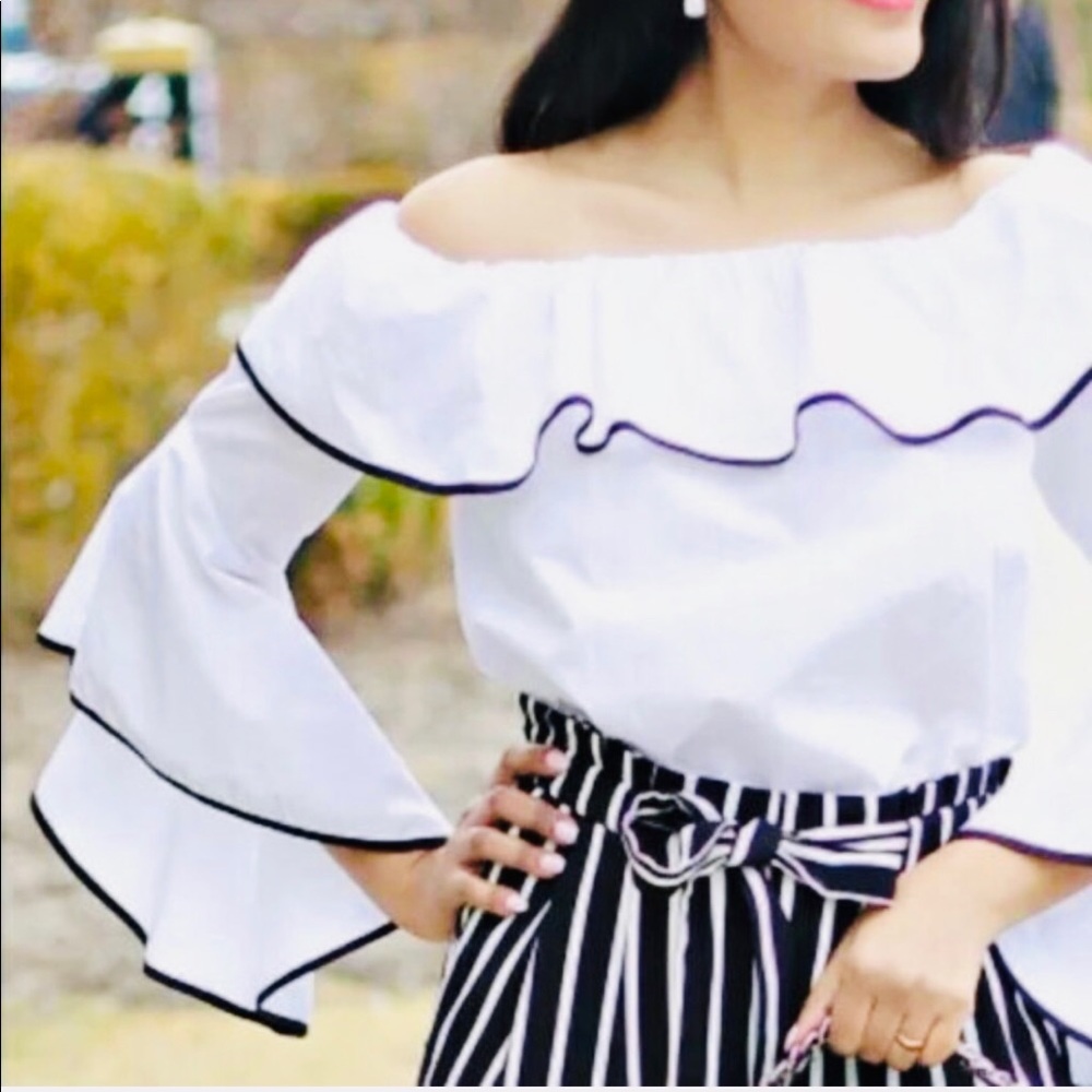 Zara Basic Collection White Off Shoulder Top. - image 4
